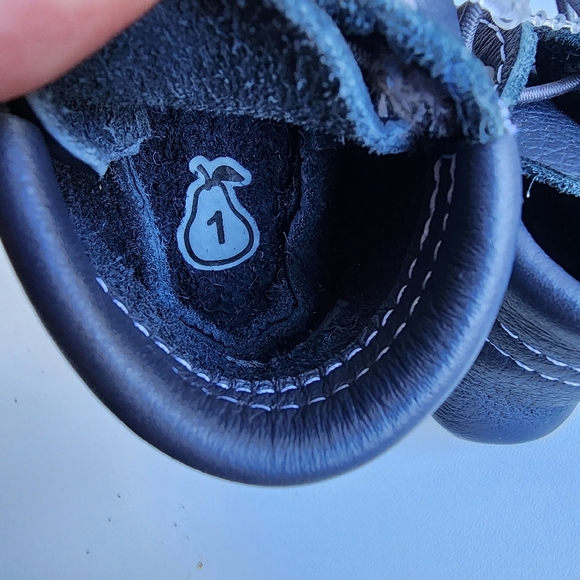 Coral Pear Genuine Premium Leather Classic Infant Moccasin Baby Navy Blue Sz 1 - Picture 6 of 6